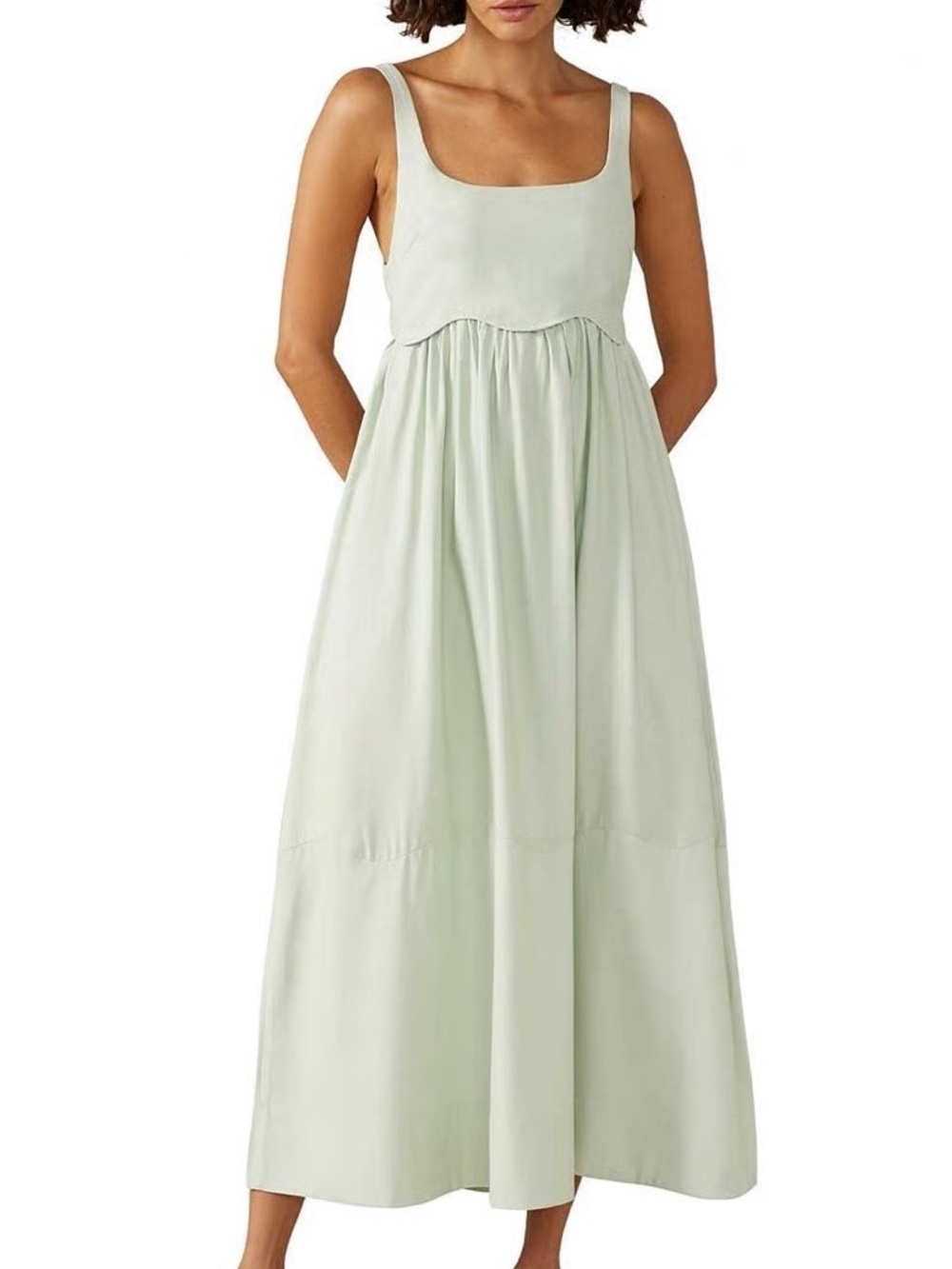 Scoop-Neck Maxi Dress in Sage Green